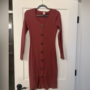Button long sleeve dress